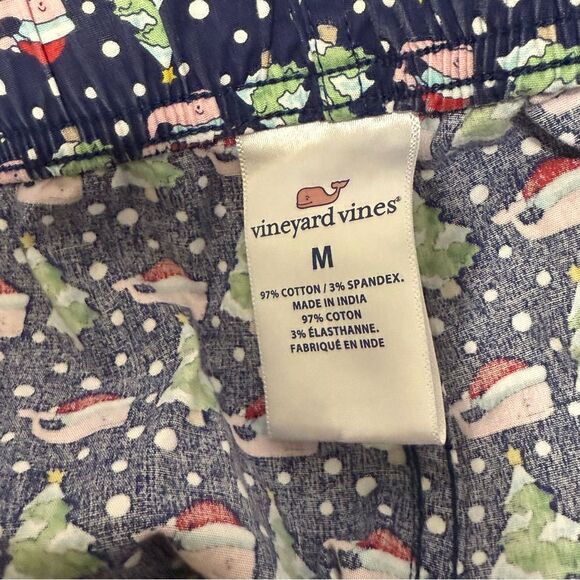 Vineyard Vines Logo Men Deep Bay Blue Whale Xmas Tree Print Lounge Pants M - Picture 11 of 13